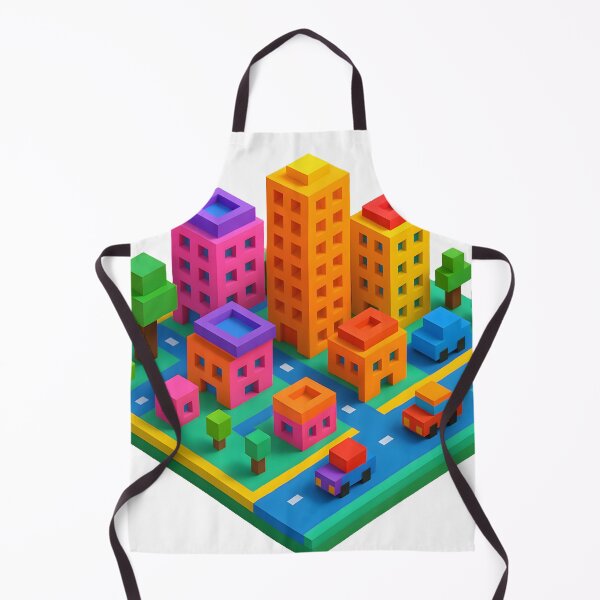 Item preview, Bright Voxel Cityscape in Neon Colors designed and sold by NCLaserDesigns.