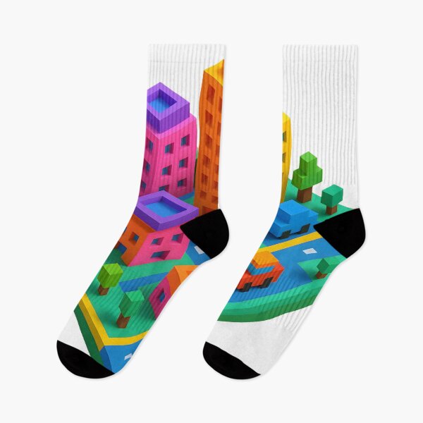 Item preview, Bright Voxel Cityscape in Neon Colors designed and sold by NCLaserDesigns.
