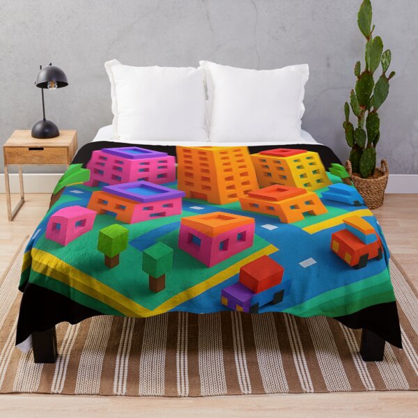 Item preview, Bright Voxel Cityscape in Neon Colors designed and sold by NCLaserDesigns.