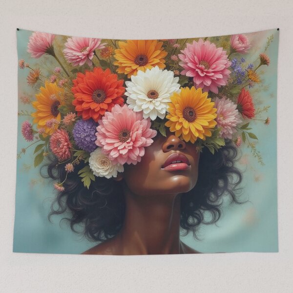 Item preview, Blooming Mind - Surreal Black Woman Floral Portrait designed and sold by RC Design.