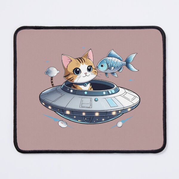 Item preview, Alien Cat in UFO Beaming Up Fish – Funny Space Design designed and sold by ColorSplash123.