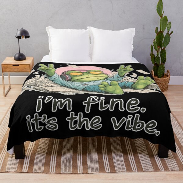 Item preview, I’m Fine It’s the Vibe – Funny Burnout Frog Design designed and sold by WakaWakoStudio.