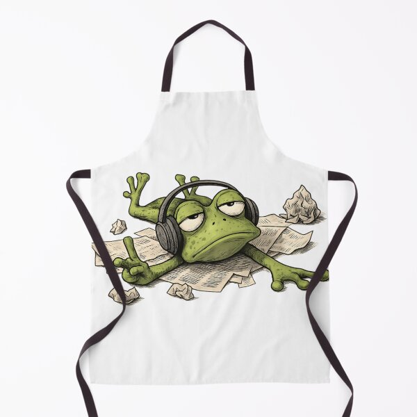 Item preview, Burnout Frog – Tired Frog Listening to Music in Chaos designed and sold by WakaWakoStudio.