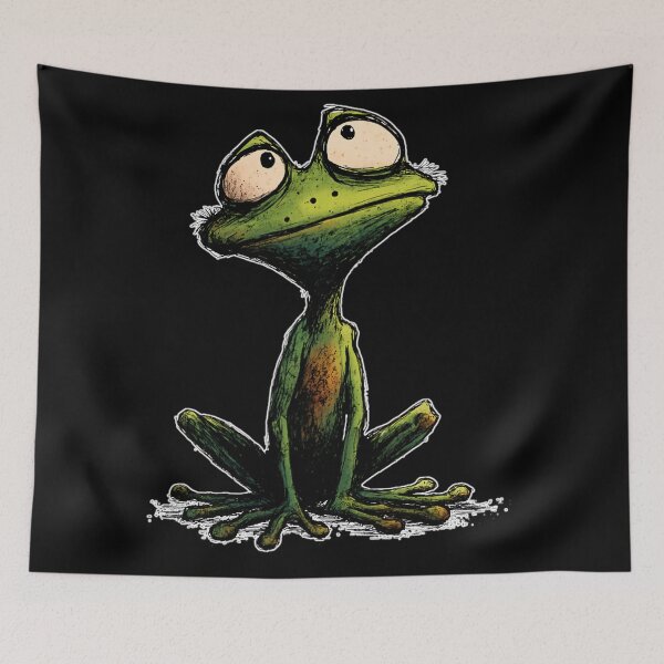 Item preview, Long Neck Existential Frog – Waiting But Not Sure What For designed and sold by WakaWakoStudio.
