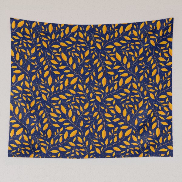 Item preview, Yellow and Orange floral seamless pattern with blue backround  designed and sold by jancajiravova.