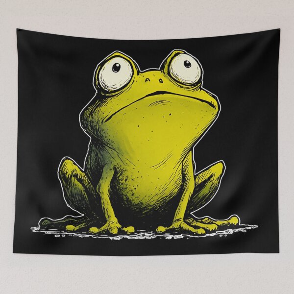 Item preview, Silent Yellow Frog – Blank Stare Weird Meme Animal designed and sold by WakaWakoStudio.