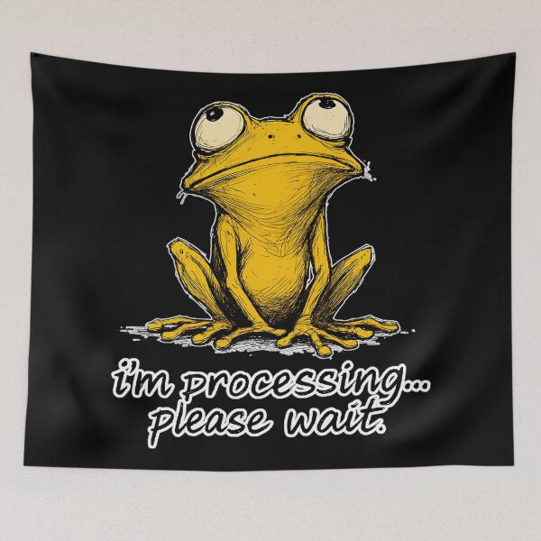 Item preview, I'm Processing Frog – Funny Yellow Frog With Relatable Loading Quote designed and sold by WakaWakoStudio.