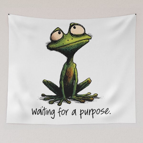 Item preview, Waiting for a Purpose Frog – Deep Sad Meme Animal Design designed and sold by WakaWakoStudio.