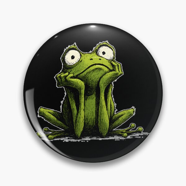 Item preview, Sad Frog Sitting – Cartoon Frog With Existential Vibes designed and sold by WakaWakoStudio.