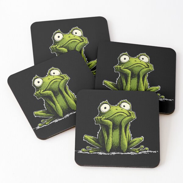 Item preview, Sad Frog Sitting – Cartoon Frog With Existential Vibes designed and sold by WakaWakoStudio.