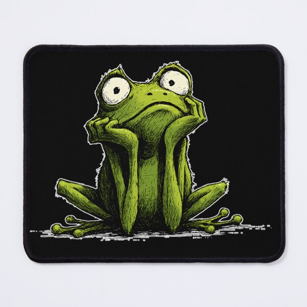 Item preview, Sad Frog Sitting – Cartoon Frog With Existential Vibes designed and sold by WakaWakoStudio.