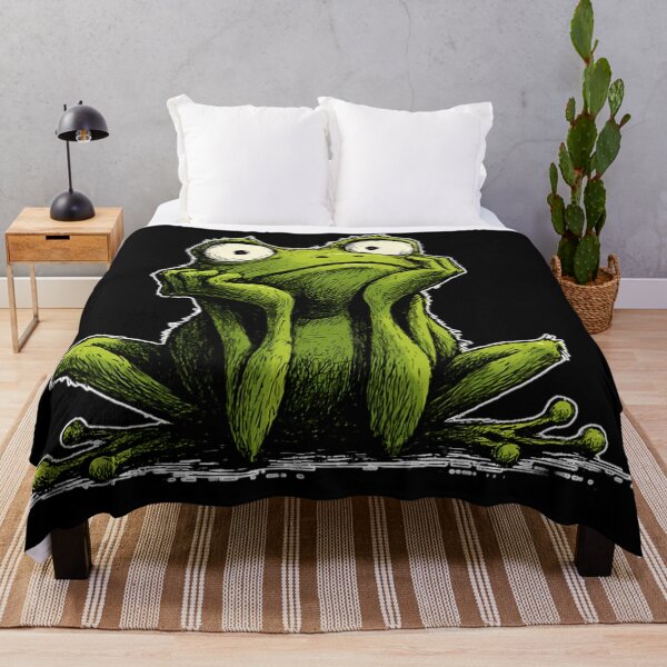 Item preview, Sad Frog Sitting – Cartoon Frog With Existential Vibes designed and sold by WakaWakoStudio.