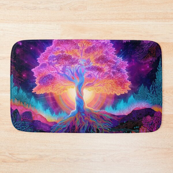 Item preview, Radiant Tree of Life – Spiritual Psychedelic Tapestry with Cosmic Glow designed and sold by WakaWakoStudio.