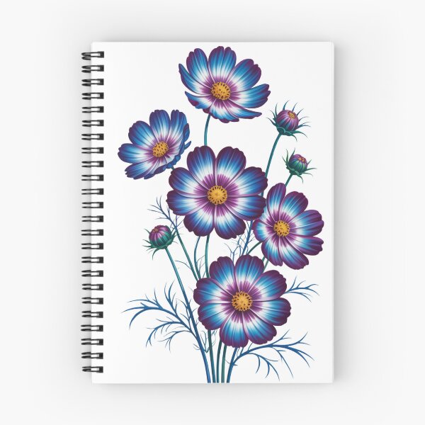 Artikelvorschau, Lebendige Kosmosblumen – Blaues und violettes Blumenmuster mit Farbverlauf entworfen und verkauft von shogan712.
