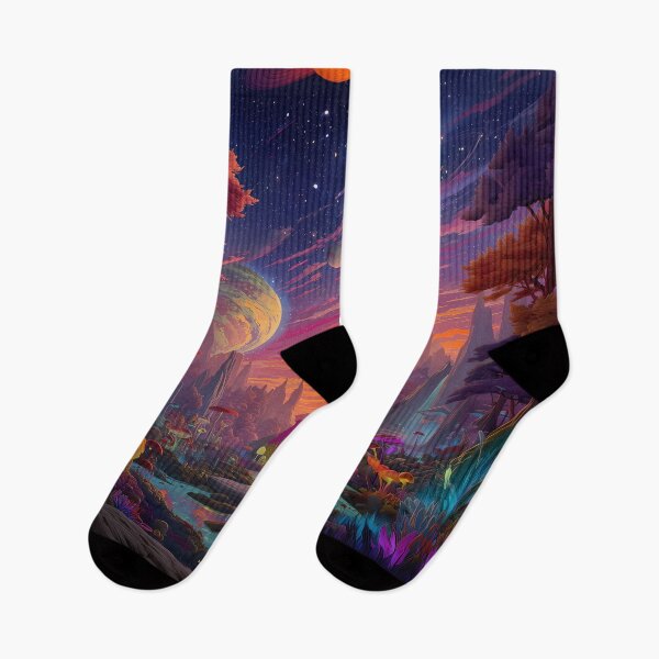 Item preview, Mushroom Sunset Planet – Surreal Fantasy Galaxy Forest designed and sold by WakaWakoStudio.