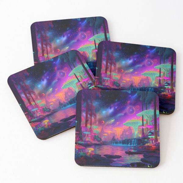 Item preview, Alien Mushroom Paradise – Psychedelic Cosmic Forest Fantasy designed and sold by WakaWakoStudio.