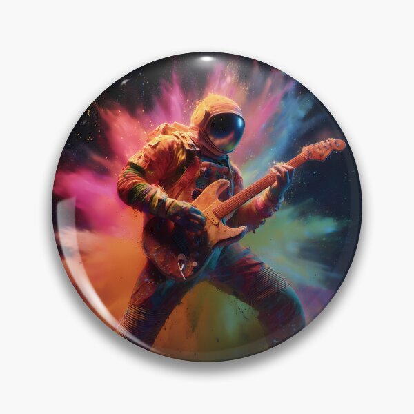 Item preview, Exploding Soundwaves – Psychedelic Astronaut with Guitar in Galaxy Colors designed and sold by WakaWakoStudio.