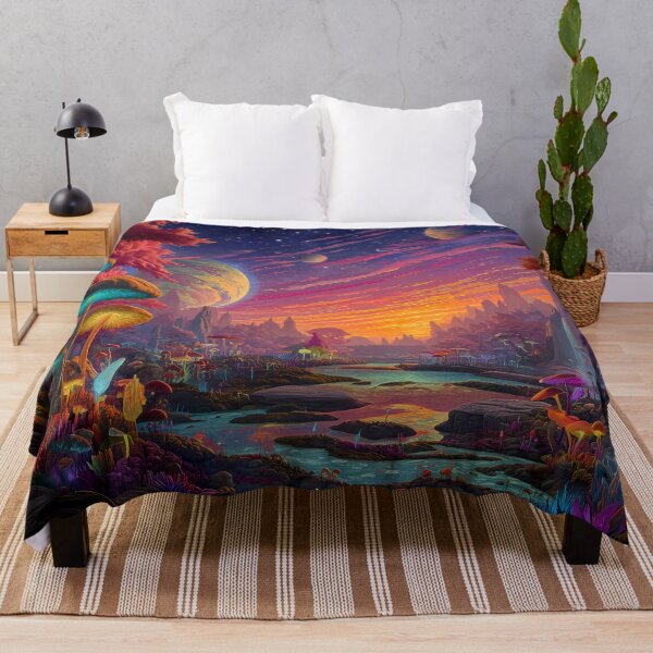 Item preview, Mushroom Sunset Planet – Surreal Fantasy Galaxy Forest designed and sold by WakaWakoStudio.