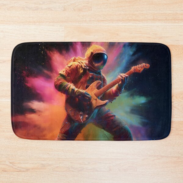 Item preview, Exploding Soundwaves – Psychedelic Astronaut with Guitar in Galaxy Colors designed and sold by WakaWakoStudio.