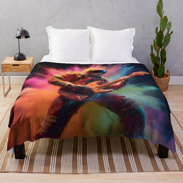 Item preview, Exploding Soundwaves – Psychedelic Astronaut with Guitar in Galaxy Colors designed and sold by WakaWakoStudio.