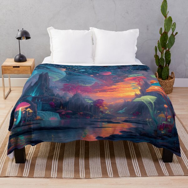 Item preview, Mystical Mushroom Galaxy – Cosmic Forest at Sunset designed and sold by WakaWakoStudio.