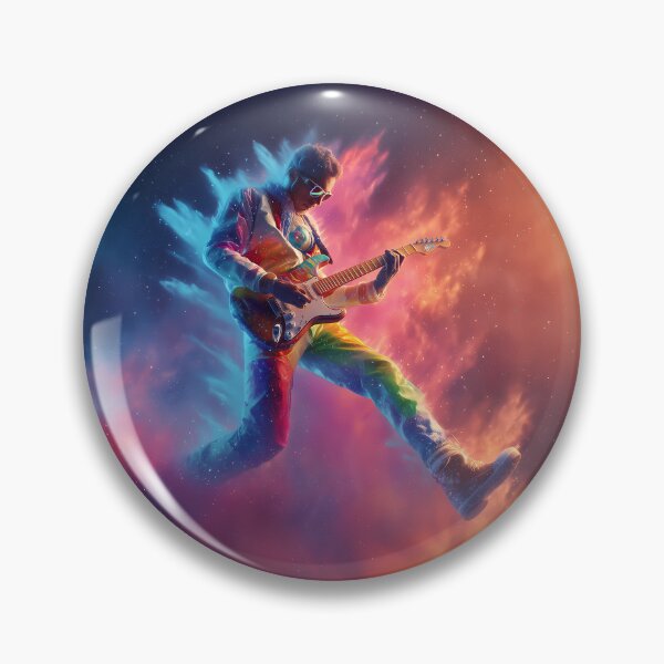 Item preview, Space Rock Anthem – Psychedelic Astronaut Jumping with Guitar in Galaxy designed and sold by WakaWakoStudio.
