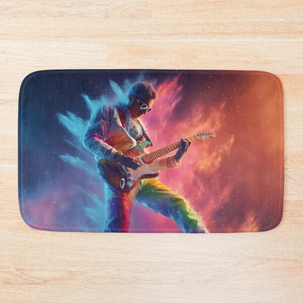 Item preview, Space Rock Anthem – Psychedelic Astronaut Jumping with Guitar in Galaxy designed and sold by WakaWakoStudio.