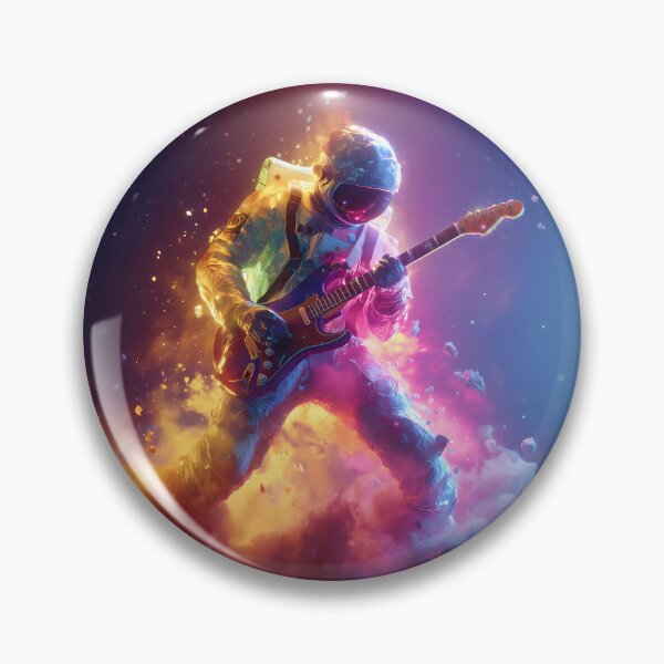 Item preview, Interstellar Jam – Psychedelic Astronaut Guitarist in Cosmic Fire designed and sold by WakaWakoStudio.
