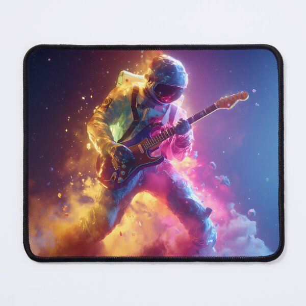 Item preview, Interstellar Jam – Psychedelic Astronaut Guitarist in Cosmic Fire designed and sold by WakaWakoStudio.