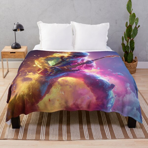Item preview, Interstellar Jam – Psychedelic Astronaut Guitarist in Cosmic Fire designed and sold by WakaWakoStudio.