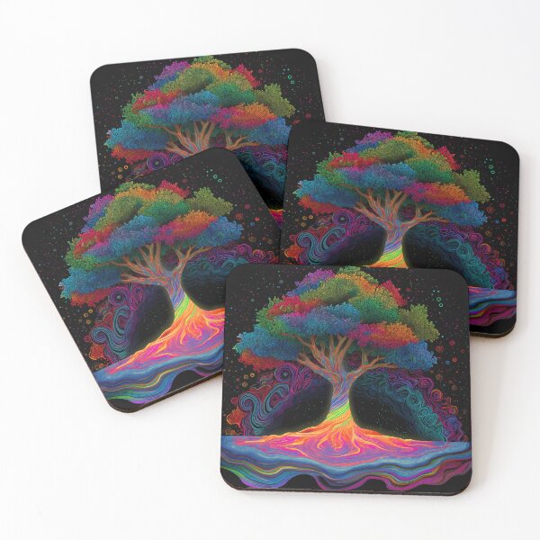Item preview, Psychedelic Tree of Life – Rainbow Roots Energy Art for Meditation & Decor designed and sold by WakaWakoStudio.