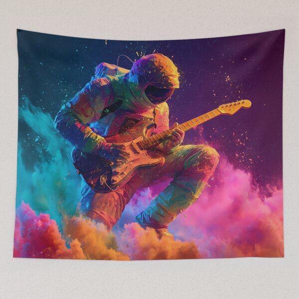 Item preview, Astronaut Rocking Out – Psychedelic Space Guitarist Vibe designed and sold by WakaWakoStudio.