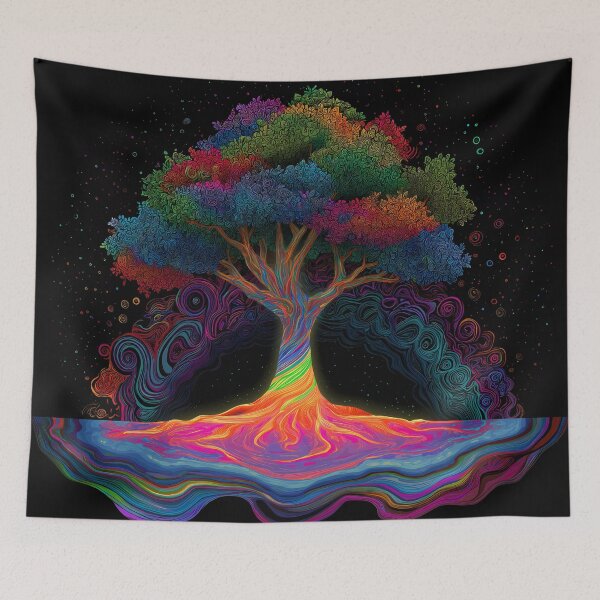 Item preview, Psychedelic Tree of Life – Rainbow Roots Energy Art for Meditation & Decor designed and sold by WakaWakoStudio.
