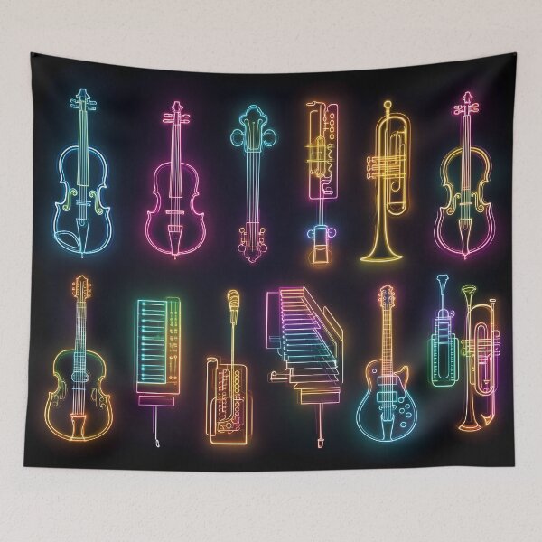 Item preview, Neon Music Instruments Collection – Glowing Line Art of Jazz & Classical designed and sold by WakaWakoStudio.