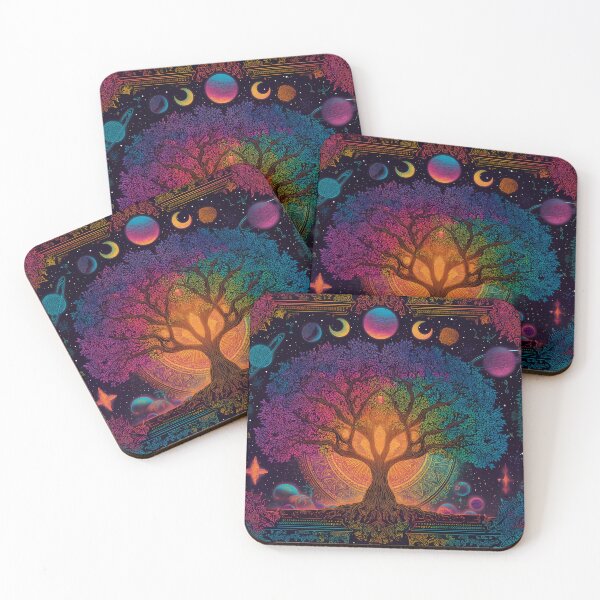 Artikelvorschau, Baum des Lebens im Kosmos – Regenbogen Spirituelle Galaxie Wandkunst entworfen und verkauft von WakaWakoStudio.