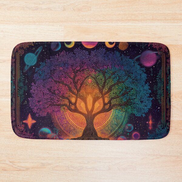Item preview, Tree of Life in the Cosmos – Rainbow Spiritual Galaxy Wall Art designed and sold by WakaWakoStudio.
