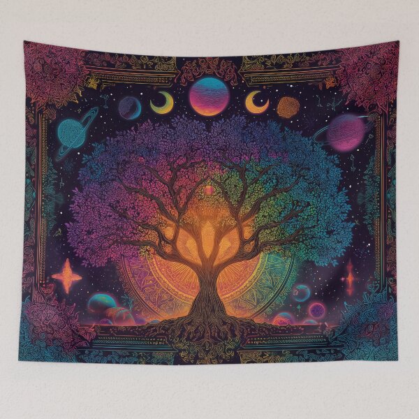 Item preview, Tree of Life in the Cosmos – Rainbow Spiritual Galaxy Wall Art designed and sold by WakaWakoStudio.