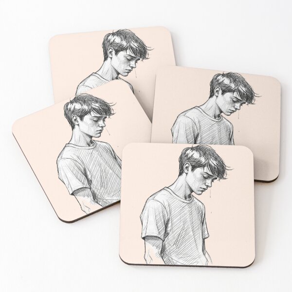 Item preview, Sad Boy Sketch – Emotional Mental Health Drawing for Tough Times designed and sold by Just Meaningful.