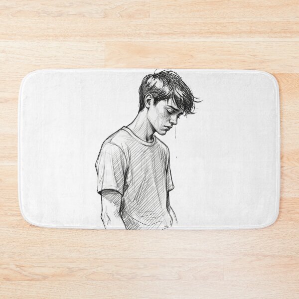 Item preview, Sad Boy Sketch – Emotional Mental Health Drawing for Tough Times designed and sold by Just Meaningful.