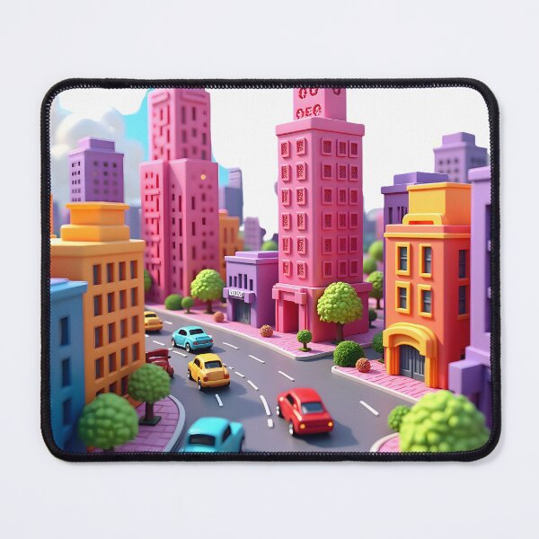 Item preview, Colorful Voxel Cityscape with Busy Street designed and sold by NCLaserDesigns.