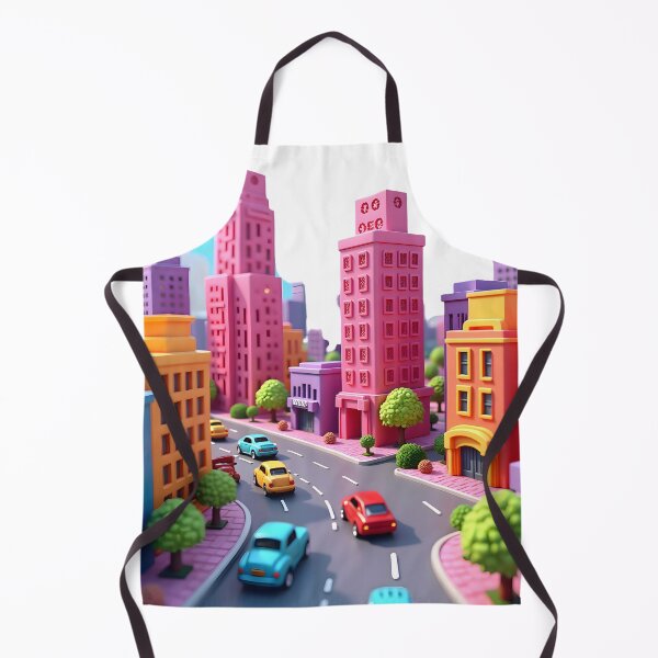 Item preview, Colorful Voxel Cityscape with Busy Street designed and sold by NCLaserDesigns.
