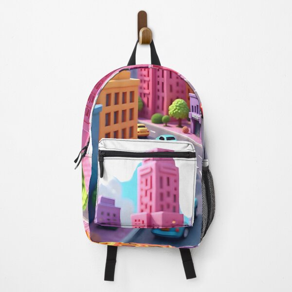 Item preview, Colorful Voxel Cityscape with Busy Street designed and sold by NCLaserDesigns.