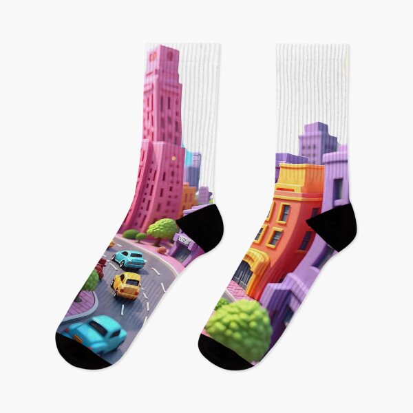 Item preview, Colorful Voxel Cityscape with Busy Street designed and sold by NCLaserDesigns.