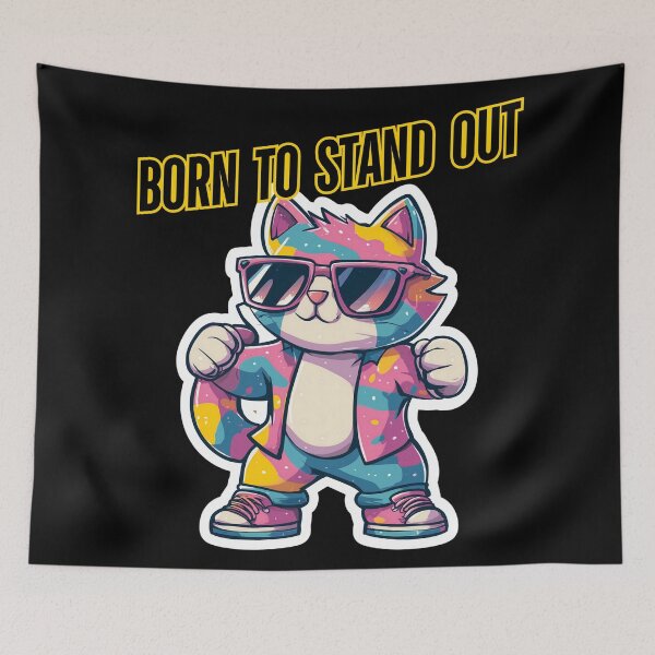 Item preview, Born to Stand Out – Funny Colorful Catcore Sticker for Bold Personalities designed and sold by WakaWakoStudio.