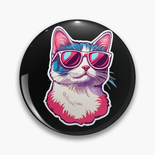Item preview, Cool Cat Face – Retro Kitty with Sunglasses in Vaporwave Colors designed and sold by WakaWakoStudio.