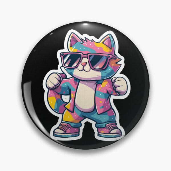 Item preview, Power Pose Cat – Colorful Retro Kitty with Sunglasses and Confidence designed and sold by WakaWakoStudio.