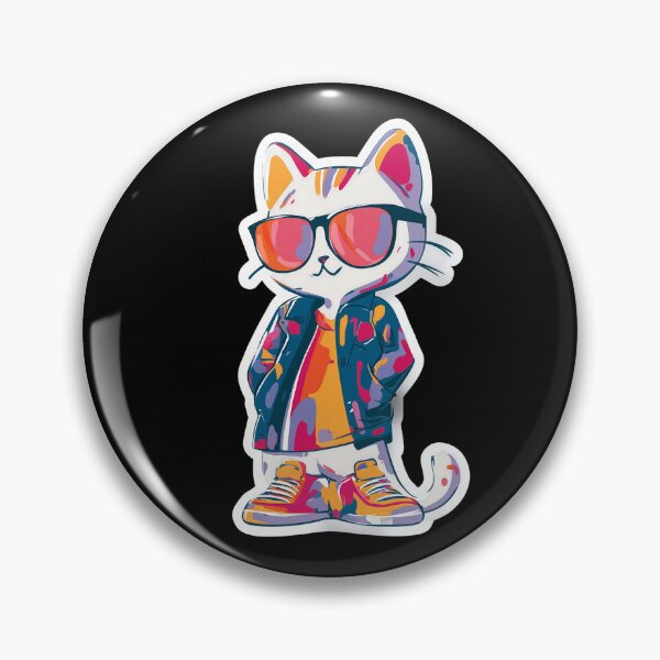 Item preview, Y2K Cool Cat – Funky Colorful Kitty with Sunglasses and Jacket designed and sold by WakaWakoStudio.