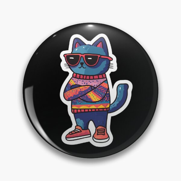 Item preview, Cool Cat Art – Hipster Cat in Colorful Sweater with Sunglasses designed and sold by WakaWakoStudio.