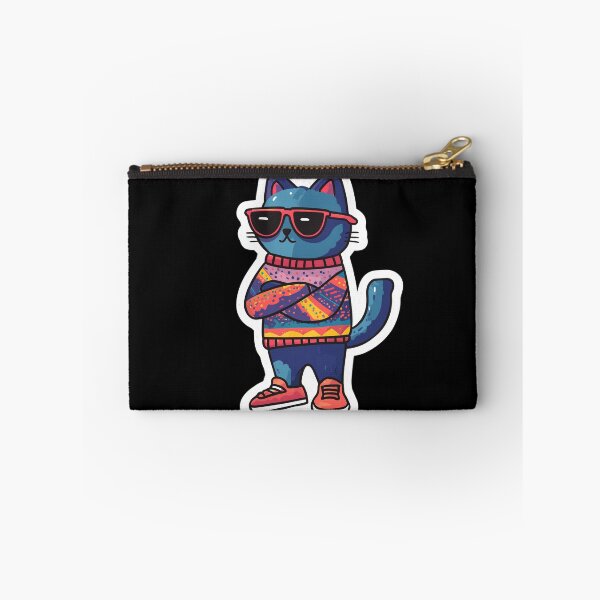 Item preview, Cool Cat Art – Hipster Cat in Colorful Sweater with Sunglasses designed and sold by WakaWakoStudio.