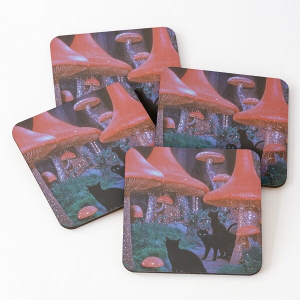Item preview, SURREAL ART STYLE | Halloween Pink Glitter Black Cat Mushroom Aesthetic  designed and sold by Two Otters Co.